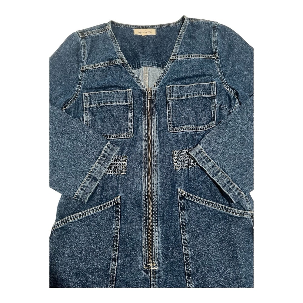 Madewell Denim Patch Pocket Coverall Jumpsuit XS Amfield Wash Womens - Picture 9 of 13